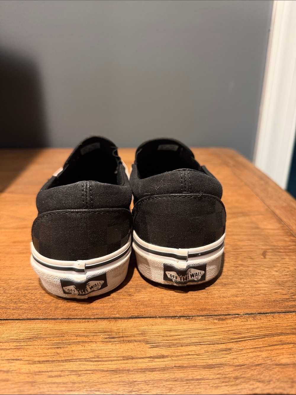 Vans Kids Classic Slip-On Checkerboard Sneakers - Black & Gray - Picture 4 of 8